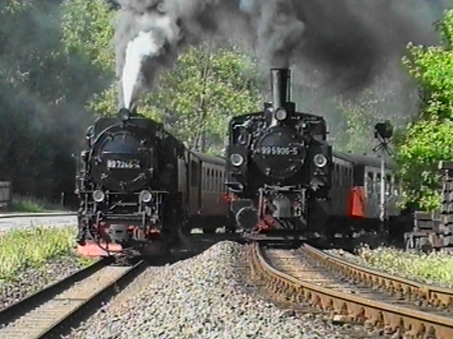 Alexisbad: Doppelausfahrt 99 7244 und 99 5906