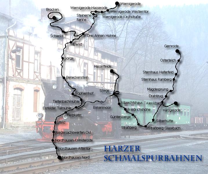 Strecken der Harzer Schmalspurbahnen - Harzquerbahn / Selketalbahn / Brockenbahn
